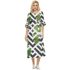 Modern Garden Double Cuff Midi Dress