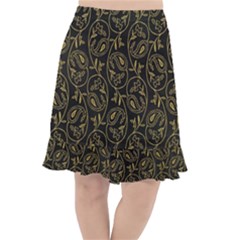 Classy Golden Leaves   Fishtail Chiffon Skirt by ConteMonfrey