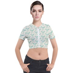 Blue Mermaid Tail Clean Short Sleeve Cropped Jacket by ConteMonfrey