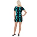 Blue Mermaid Tail Black Short Sleeve Asymmetric Mini Dress View2