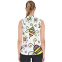 Bee Doodle Cartoon Mock Neck Shell Top View2