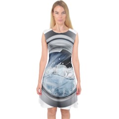 Gray Washing Machine Illustration Capsleeve Midi Dress by Jancukart