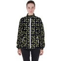 Leaves Motif Random Print Pattern Women s High Neck Windbreaker View1