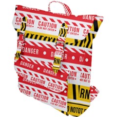 Yellow Black Warning Line Buckle Up Backpack by Jancukart