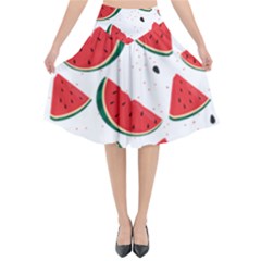 Watermelon Seamless Pattern Flared Midi Skirt by Jancukart