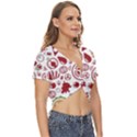 Pizza Seamless Pattern Background Twist Front Crop Top View3