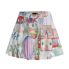 Easter Village  Mini Flare Skirt by ConteMonfrey