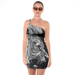 Roar Angry Male Lion Black One Soulder Bodycon Dress by danenraven