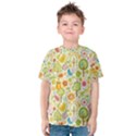 Nature Doodle Art Trees Birds Owl Children Pattern Multi Colored Kids  Cotton Tee View1