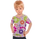 Multicolored Floral Wallpaper Pattern Background Texture Surface Kids  Sports Tee View1