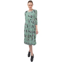 Insects Pattern Ruffle End Midi Chiffon Dress by Valentinaart