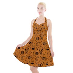 Halloween  Halter Party Swing Dress  by Valentinaart