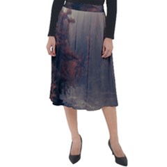 Morning River Forest Autumn Misty Morning Stream Classic Velour Midi Skirt  by danenraven