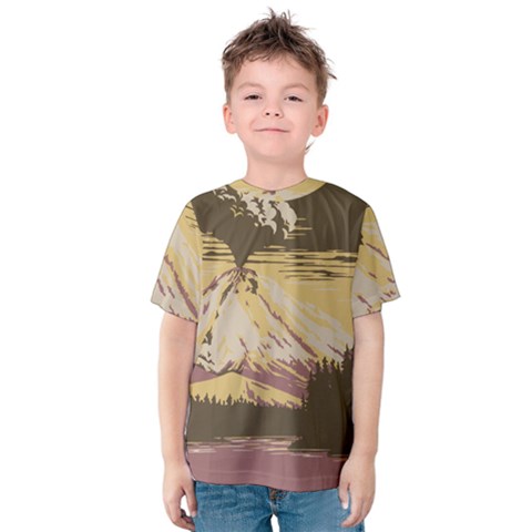 Boom Eruption Forest Mountain News Scary Volcano Kids  Cotton Tee by danenraven