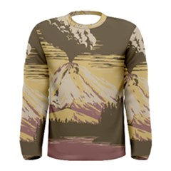 Boom Eruption Forest Mountain News Scary Volcano Men s Long Sleeve Tee by danenraven