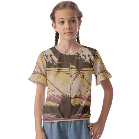 Boom Eruption Forest Mountain News Scary Volcano Kids  Cuff Sleeve Scrunch Bottom Tee by danenraven