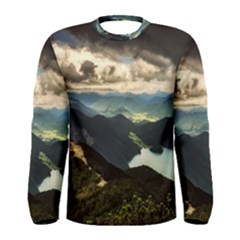 Mountains Sky Clouds Sunset Peak Overlook River Men s Long Sleeve Tee by danenraven