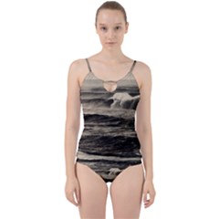 Sea Ocean Waves Sunset Sunrise Rough Seas Nature Black White Cut Out Top Tankini Set by danenraven