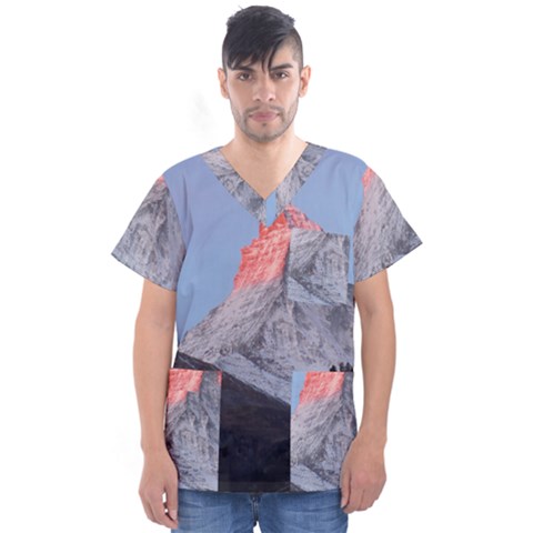 Matterhorn Mountain High Mountains Landscape Men s V-neck Scrub Top by danenraven