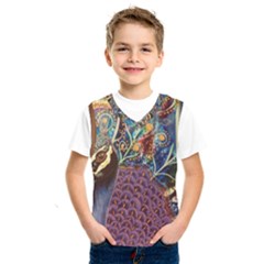 Peacock Mixed Media Bird Animal Kids  Basketball Tank Top by danenraven