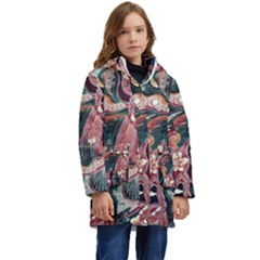 Indonesia Bali Batik Fabric Impression Patterns Kid s Hooded Longline Puffer Jacket by danenraven