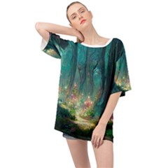 Magical Forest Forest Painting Fantasy Oversized Chiffon Top by danenraven