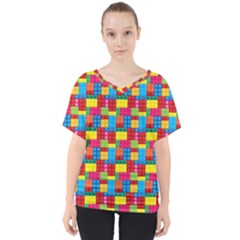 Lego Background V-neck Dolman Drape Top by artworkshop