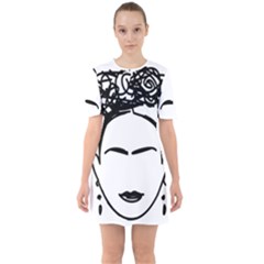 Frida Kahlo  Sixties Short Sleeve Mini Dress by Sobalvarro