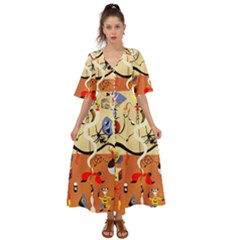 Carnival Of The Harlequin Art Kimono Sleeve Boho Dress by danenraven