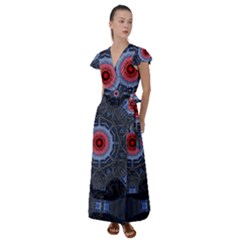 Art Robots Artificial Intelligence Technology Flutter Sleeve Maxi Dress by Ravend