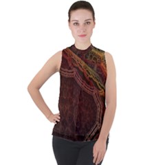 Fractal Pattern Geometric Pattern Disintegration Mock Neck Chiffon Sleeveless Top by Ravend