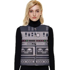 Cassette Recorder 80s Music Stereo Women s Short Button Up Puffer Vest by Pakemis