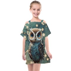 Owl Bird Bird Of Prey Ornithology Animal Kids  One Piece Chiffon Dress by Pakemis