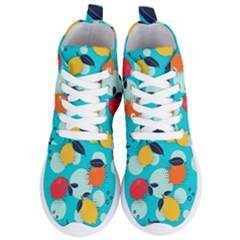 Pop Art Style Citrus Seamless Pattern Women s Lightweight High Top Sneakers by Pakemis