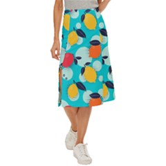 Pop Art Style Citrus Seamless Pattern Midi Panel Skirt by Pakemis