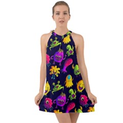 Space Patterns Halter Tie Back Chiffon Dress by Pakemis