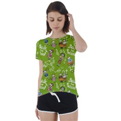 Seamless Pattern With Kids Short Sleeve Open Back Tee by Pakemis