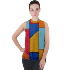 Dotted Colors Background Pop Art Style Vector Mock Neck Chiffon Sleeveless Top by Pakemis