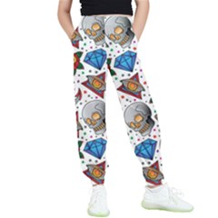 Full Color Flash Tattoo Patterns Kids  Elastic Waist Pants by Pakemis