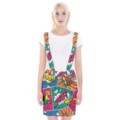 Comic Colorful Seamless Pattern Braces Suspender Skirt by Pakemis