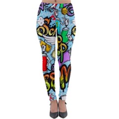 Graffiti Characters Seamless Patterns Lightweight Velour Leggings by Pakemis