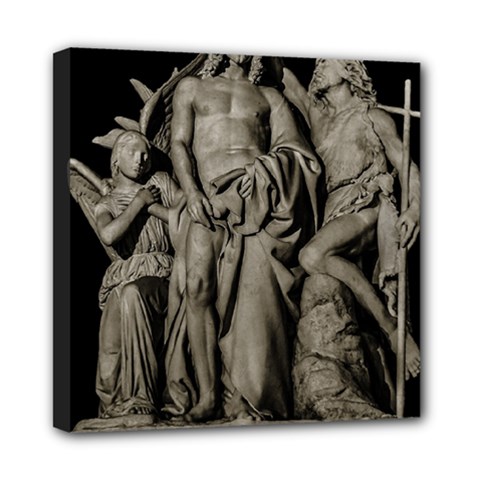 Catholic Motif Sculpture Over Black Mini Canvas 8  X 8  (stretched) by dflcprintsclothing