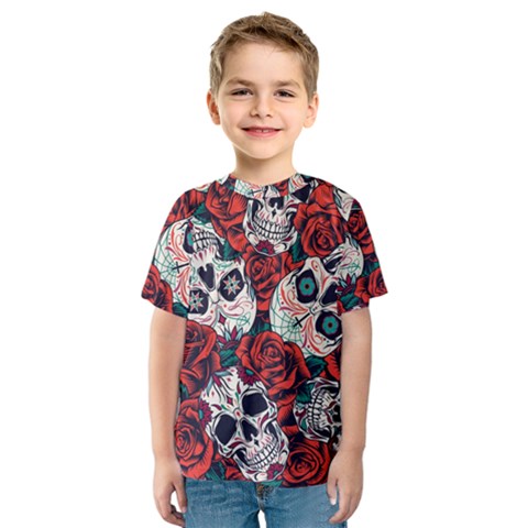 Vintage Day Dead Seamless Pattern Kids  Sport Mesh Tee by Pakemis