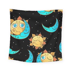 Seamless Pattern With Sun Moon Children Square Tapestry (small) by Pakemis