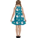 Elegant Swan Pattern With Water Lily Flowers Kids  Halter Collar Waist Tie Chiffon Dress View4