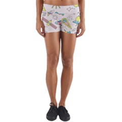 Cute-seamless-pattern-with-space Yoga Shorts by Pakemis