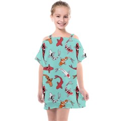 Pattern-with-koi-fishes Kids  One Piece Chiffon Dress by Pakemis