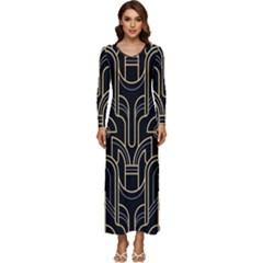 Art-deco-geometric-abstract-pattern-vector Long Sleeve Velour Longline Maxi Dress by Pakemis