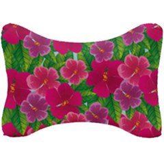 Background-cute-flowers-fuchsia-with-leaves Seat Head Rest Cushion by Pakemis