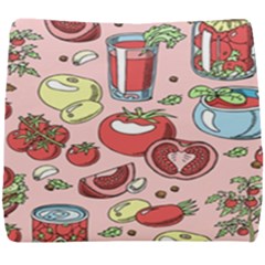 Tomato-seamless-pattern-juicy-tomatoes-food-sauce-ketchup-soup-paste-with-fresh-red-vegetables-backd Seat Cushion by Pakemis